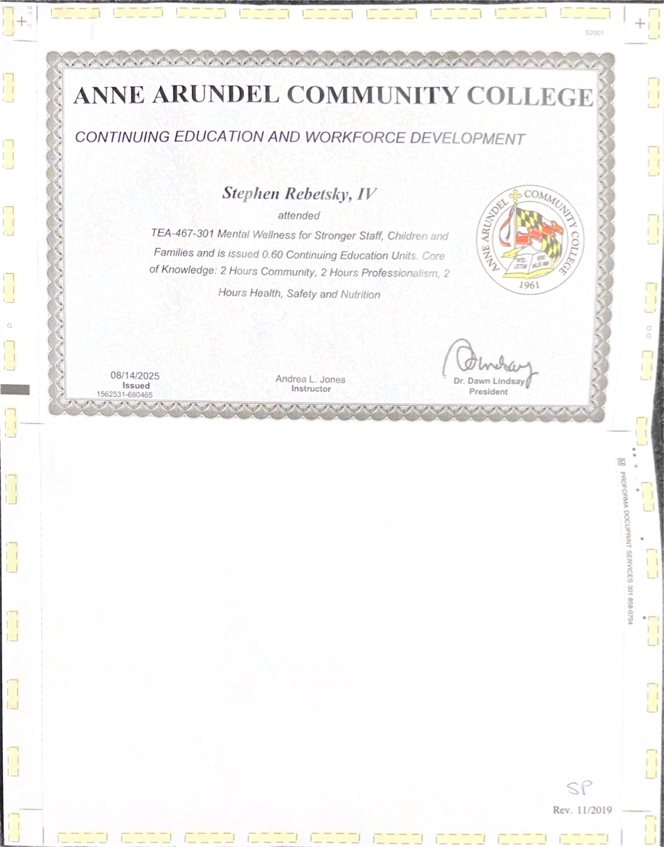 Anne Arundel Community College continuing education certificate